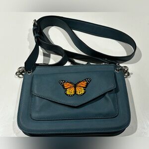 Beautiful Blue Purse with Monarch Butterfly